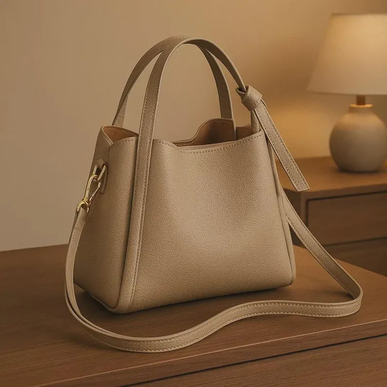 Borsa a secchiello retrò da donna – Borsa a tracolla in morbida pelle PU, borsa a mano capiente