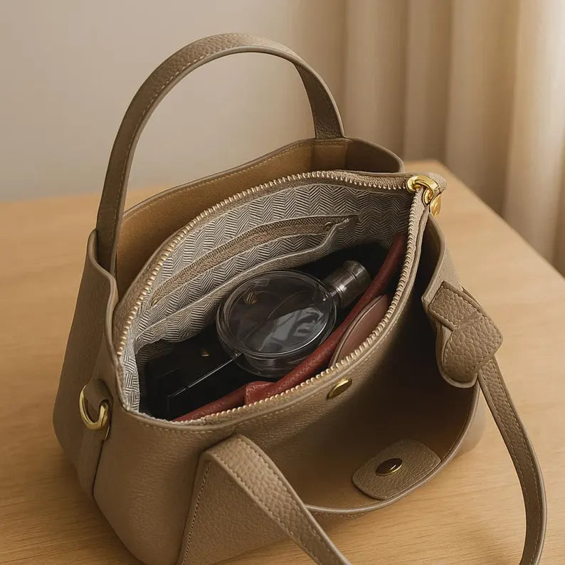 Borsa a secchiello retrò da donna – Borsa a tracolla in morbida pelle PU, borsa a mano capiente