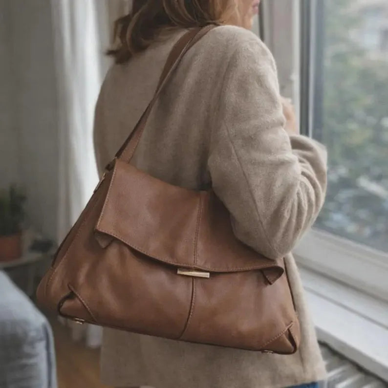 Borsa a tracolla plissettata da donna, elegante borsa in pelle sintetica con finitura testurizzata