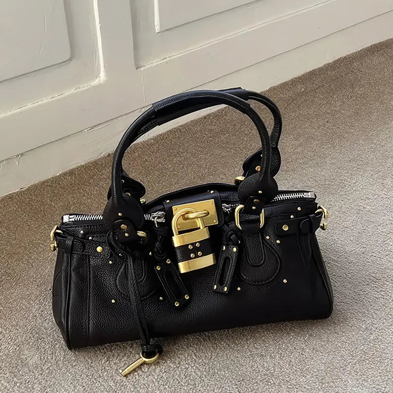 Borsa tote in pelle pieno fiore, borse in stile retrò, borsa da donna in pelle con manico superiore