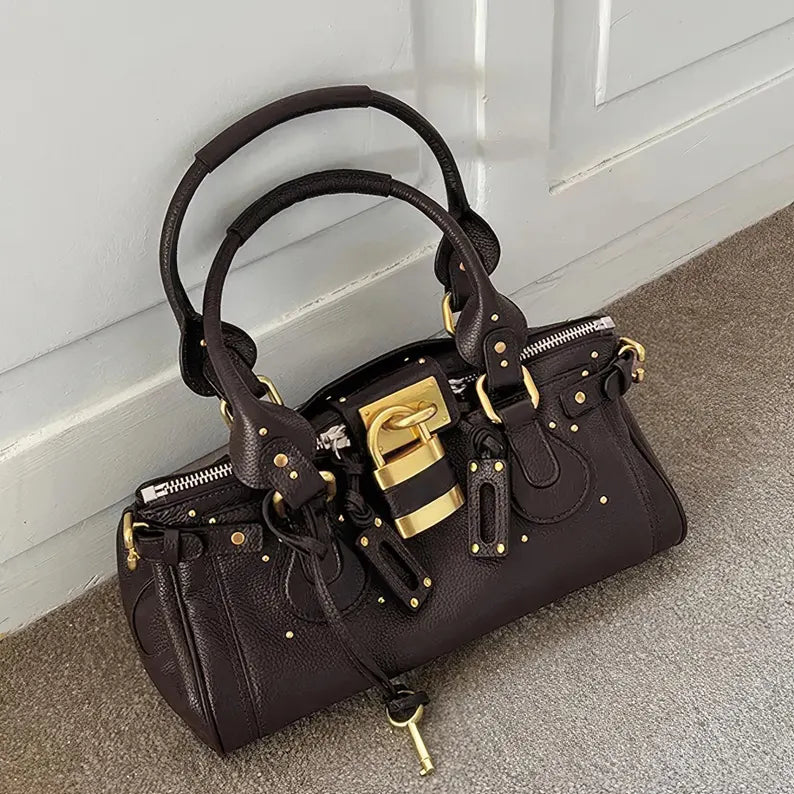 Borsa tote in pelle pieno fiore, borse in stile retrò, borsa da donna in pelle con manico superiore