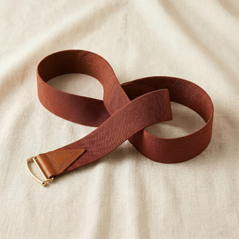 Cintura in pelle elasticizzata larga, cintura minimalista di lusso da donna con fibbia dorata, cintura elasticizzata per abiti.