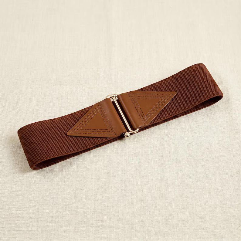 Cintura in pelle elasticizzata larga, cintura minimalista di lusso da donna con fibbia dorata, cintura elasticizzata per abiti.
